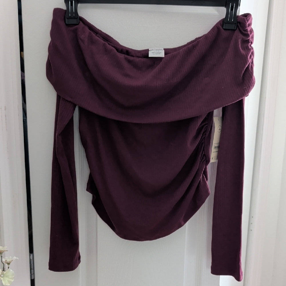 No Boundaries Plum Off-Shoulder Top